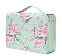 YOUNGCOL 200 Slots Colored Pencil Case Color Pencil Organizer Storage Large Capacity Pencil Case (Green Rose, 200 Slots)
