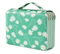 YOUNGCOL 200 Slots Colored Pencil Case Color Pencil Organizer Storage Large Capacity Pencil Case (Green + Sunflower)