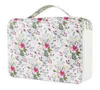 YOUNGCOL 200 Slots Colored Pencil Case Color Pencil Organizer Storage Large Capacity Pencil Case (White + Floral)