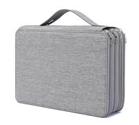 YOUNGCOL 200 Slots Colored Pencil Case - Deluxe Oxford Fabric Pencil Organizer Holder With Zipper Closure Large Pencil Box for Colored Pencils Watercolor Pencils(Gray, 200 Slots)