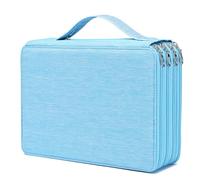 YOUNGCOL 200 Slots Colored Pencil Case - Deluxe Oxford Fabric Pencil Organizer Holder With Zipper Closure Large Pencil Box for Colored Pencils Watercolor Pencils,Blue