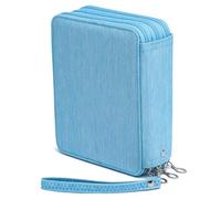 YOUNGCOL 72 Slots Colored Pencil Case - Deluxe Oxford Fabric Pencil Organizer Holder With Zipper Closure Pencil Box (Blue)