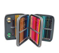 YOUNGCOL 72 Slots Oxford Fabric Pencil Holder Colored Pencil Case with Zipper Color Pencil Organizer Storage for Artist,Gray