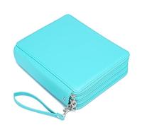 YOUNGCOL Deluxe PU Leather Colored Pencil Case - 120 Slots Pencil Holder with Handle Strap Large Capacity Pencil Organizer