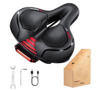 YOUNGDO Bike Seat, Comfy Bike Saddle with Detachable Rear Light | Ergonomic Design, Hollow Design, Double Spring Shock Absorber, with Waterproof Rain Cover