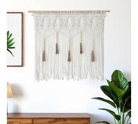 Youngeast Macrame Wall Hanging Boho Room Decor Butterfly Woven Wall Tapestry Chic Art Tassel Decoration for Backdrop Bedroom Nursery Dorm Classroom 35”W X 39”H (Beige)