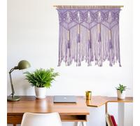 Youngeast Macrame Wall Hanging Boho Room Decor Butterfly Woven Wall Tapestry Chic Art Tassel Decoration for Backdrop Bedroom Nursery Dorm Classroom 35”W X 39”H (Purple)
