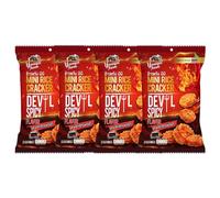 Younger Farm Devil Spicy (Pack of 4) Mini Rice Crackers - Made from 100% Thai Sticky Rice, Gluten Free, Halal Certified