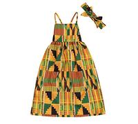 YOUNGER TREE African Baby Clothes Girl Dashiki Ankara Outfit Set, Long Dress, 4 Years