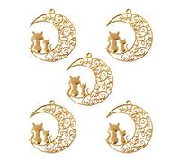 YoungerY 5Pcs Cat On Moon Blank Resin Frames Pendant Bezel Setting Resin Jewelry Making