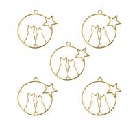 YoungerY 5Pcs Cute Moon Cat Blank Resin Frame Pendant Open Bezel Setting Jewelry Making Gold