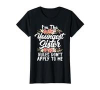 Youngest Sister Rules Don't Apply to Me Sibling 3 Sisters Value Graphic T-Shirt, Women, Black, S