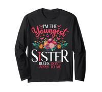 Youngest Sister Sibling Matching Floral Butterfly Long Sleeve T-Shirt