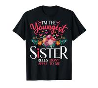 Youngest Sister Sibling Matching Floral Butterfly T-Shirt
