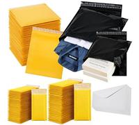 Youngever 120 Pcs Mailing Envelopes and Poly Mailers, Yellow Bubble Mailers, Durable Kraft Envelopes, White envelopes, Waterproof Self-Sealing Shipping Bags