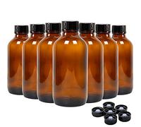 Youngever 16 Pack 120ML Amber Glass Bottles with Lids, Refillable Container for Essential Oils, Vanilla Extract and more (4 Ounce)