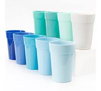 Youngever 18 Pack 350ML Plastic Kids Cups, Re-usable Kids Drinking Cups, Stackable Toddler Cups, Unbreakable Drinking Glasses, Plastic Tumblers, NO BPA, Top Rack Dishwasher Safe, in 9 Coastal Colors