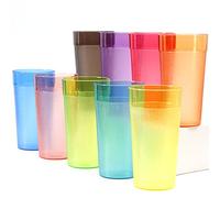 Youngever 18 Pack 600ML Re-usable Plastic Tumblers, Stackable Drinking Glasses, Shatterproof Beverage Tumblers, 6 Assorted Colors, NO BPA, Top Rack Dishwasher Safe