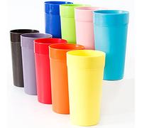 Youngever 18 Pack 600ML Re-usable Plastic Tumblers, Stackable Drinking Glasses, Unbreakable Plastic Cups, NO BPA, Top Rack Dishwasher Safe, in 6 Assorted Colors