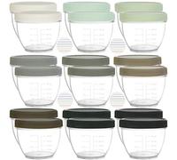 Youngever 18 Pack 60ML Baby Food Storage, Re-usable Baby Food Containers with Lids and Labels, 9 Assorted Colors (Urban)