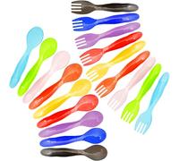 Youngever 18 Pcs Kids Cutlery Set, 9 Forks 9 Spoons, Reusable Plastic Toddler Utensils, Children’s Forks and Spoons, Set of 9 in 9 Rainbow Colours