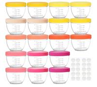 Youngever 18 Sets 120ML Baby Food Storage, Re-usable Baby Food Containers with Lids, 9 Bright Pink Colors, with Lids Labels