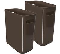 Youngever 2 Pack 10L Slim Trash Can, Plastic Garbage Container Bin, Trash Bin with Handles for Home Office, Living Room, Study Room, Kitchen, Bathroom