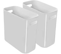 Youngever 2 Pack 10L Slim Trash Can, Re-usable Plastic Garbage Container Bin, Trash Bin with Handles for Home Office, Living Room, Study Room, Kitchen, Bathroom (Grey)