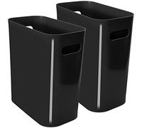 Youngever 2 Pack 10L Slim Trash Can, Re-usable Plastic Garbage Container Bin, Trash Bin with Handles for Home Office, Living Room, Study Room, Kitchen, Bathroom (Black)