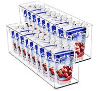 Youngever 2 Pack 40CM x 10CM x 13CM Re-usable Plastic Fridge Organiser Set, Stackable Fridge Storage Boxes, Re-usable Organizer Container Bin, Clear Pantry Organization Bins, Kitchen Storage Bins