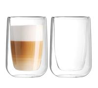 Youngever 2 Pack 450ML Glass Coffee Cups, Double Wall Thermo Insulated Coffee Cups, Glass Coffee Mugs (15 Ounce)