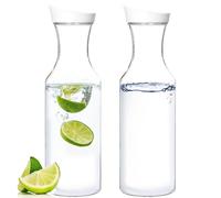 Youngever 2 Pack 50 Ounce Clear Plastic Carafe with Lids - Reusable 1500ML Water Pitcher