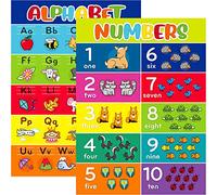 Youngever 2 Pack 60CM x 45CM Alphabet, Numbers 1-10 Laminated Educational Posters for Toddlers, Teaching Posters, Classroom Posters