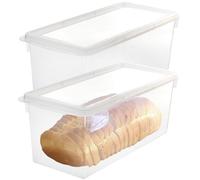 Youngever 2 Pack Plastic Bread Container, Reusable Bread Storage Containers, Clear Food Storage Containers, 180OZ