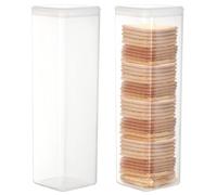 Youngever 2 Pack Plastic Cookie Containers, Cookie Jars, Cookie Cracker & Biscuit Storage Container, Food Storage Containers with Lid (Square)