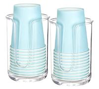 Youngever 2 Pack Plastic Disposable Paper Cup Dispenser, Re-usable Plastic Dispenser Cup Holder (Clear)