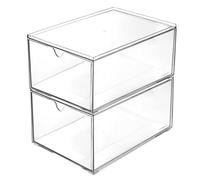 Youngever 2 Pack Stackable Plastic Organiser Drawers, Clear Cosmetic Organizers, Makeup Organiser Drawers