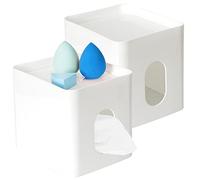 Youngever 2 Pack Tissue Box Covers, Re-usable Plastic Square Tissue Box Holders with Lid, Square Napkin Box Holders