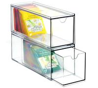 Youngever 3 Drawers Plastic Kitchen Pantry Stackable Storage Organizer, Plastic Tea Packet Organizers, Stackable Tea Bag Holder, 9" x 3" x 3.5"