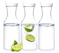 Youngever 3 Pack 1000ML Plastic Carafe, Reusable Clear Water Pitcher, Beverage Containers with Lids