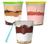Youngever 3 Pack 1000ML Plastic Ice Cream Containers, Freezer Containers with Lids for Ice Cream and Gelato, 2 Pints, 1 Quart Containers