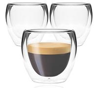 Youngever 3 Pack 150ML Espresso Cups, Double Wall Thermo Insulated Espresso Cups, Glass Coffee Cups, 5 Ounce (Tall)
