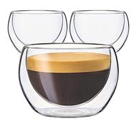 Youngever 3 Pack 150ML Espresso Cups, Double Wall Thermo Insulated Espresso Cups, Glass Coffee Cups, 5 Ounce (Wide)