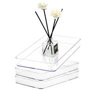 Youngever 3 Pack Clear Plastic Bathroom Counter Trays - Sturdy Vanity Organiser Plates