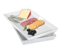 Youngever 3 Pack Re-usable 38cm x 25cm Plastic Serving Trays, Serving Platter for Parties, Sturdy ABS material (Grey)