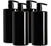 Youngever 4 Pack 1000ML Pump Bottles for Shampoo (1 Liter), Empty Shampoo Pump Bottles, Plastic Cylinder with Lockdown-Leak Proof-Pumps Black Color