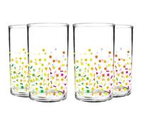 Youngever 4 Pack 270ML Plastic Tumblers, Reusable Plastic Glasses, Cafe Break-Resistant Drinking Glasses, Shatterproof Beverage Tumblers (Confetti Print)
