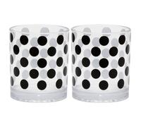 Youngever 4 Pack 350ML Plastic Tumblers, Plastic Glasses, Cafe Break-Resistant Drinking Glasses, Shatterproof Beverage Tumblers, Reusable NO BPA Top-Rack Dishwasher Safe (Black Polka)