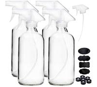 Youngever 4 Pack 500ML Empty Glass Spray Bottle, Clear Glass Spray Bottle for Essential Oils with Extra Durable Trigger Sprayers