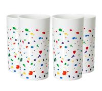 Youngever 4 Pack 500ML Plastic Tumblers, White Plastic Cups, Cafe Break-Resistant Drinking Glasses, Thick and Shatterproof Beverage Tumblers (Splatter Paint)